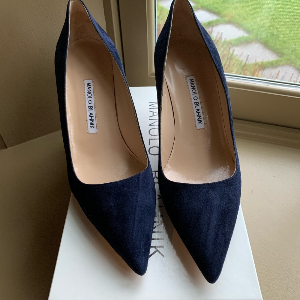 New Manolo Blahnik Heels BB031 Blue Suede US 9